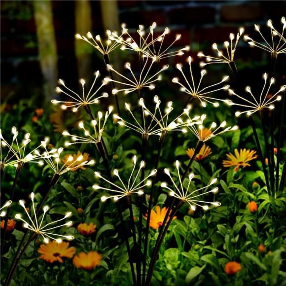 Solar Garden Lights 2 Pack Twinkling Solar Firework Lights with 2 Modes 120LED